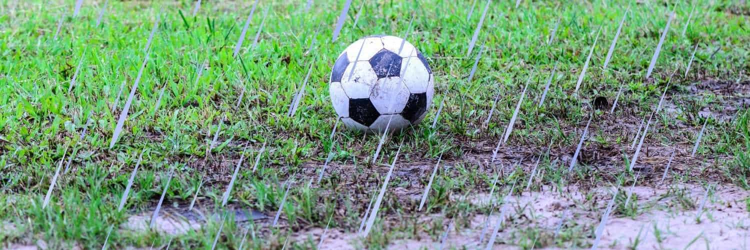 soccer ball in rain